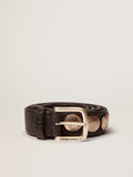 Black Trinidad belt in washed leather with studs| Golden Goose
