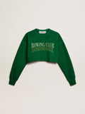 Green cropped round-neck cotton sweatshirt| Golden Goose