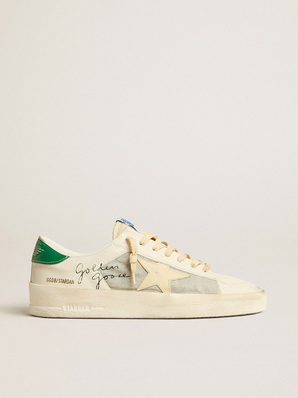Stardan in nappa leather and ripstop fabric with cream star and green heel tab| Golden Goose