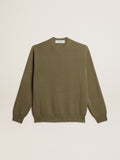 Men's round-neck sweater in cotton with logo on the back| Golden Goose