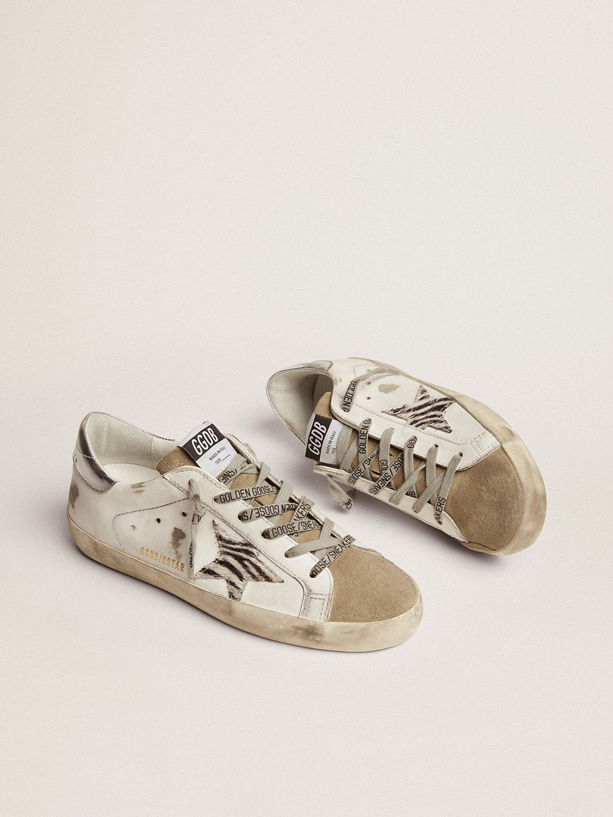Women's Super-Star with zebra print pony skin star| Golden Goose