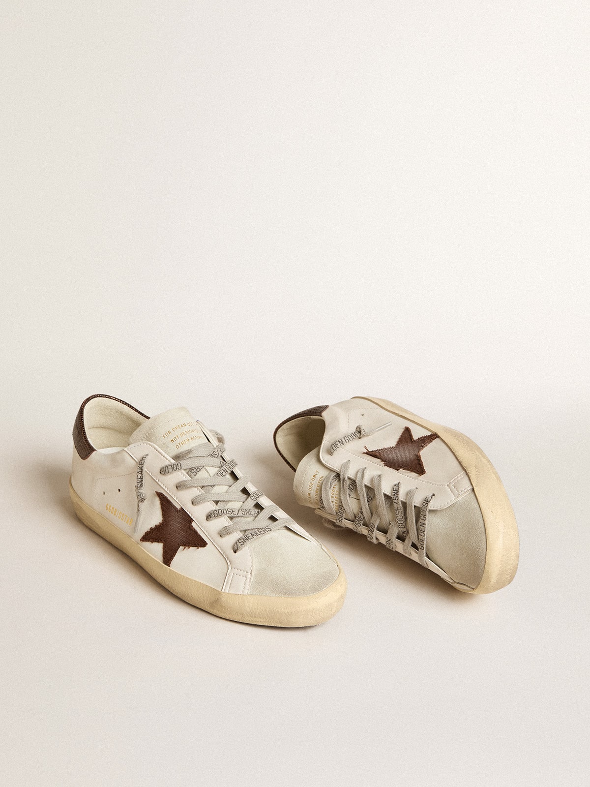 Men's Bio-based Super-Star with canvas star and dark brown leather heel tab| Golden Goose
