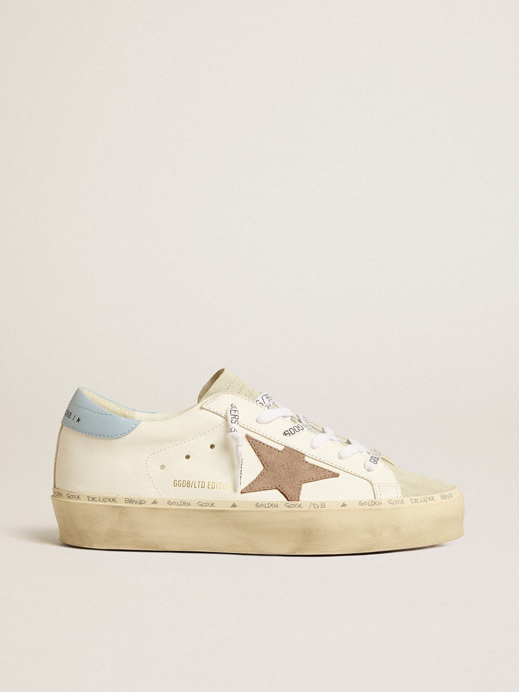 Hi Star LTD with pink suede star and light blue leather heel tab| Golden Goose