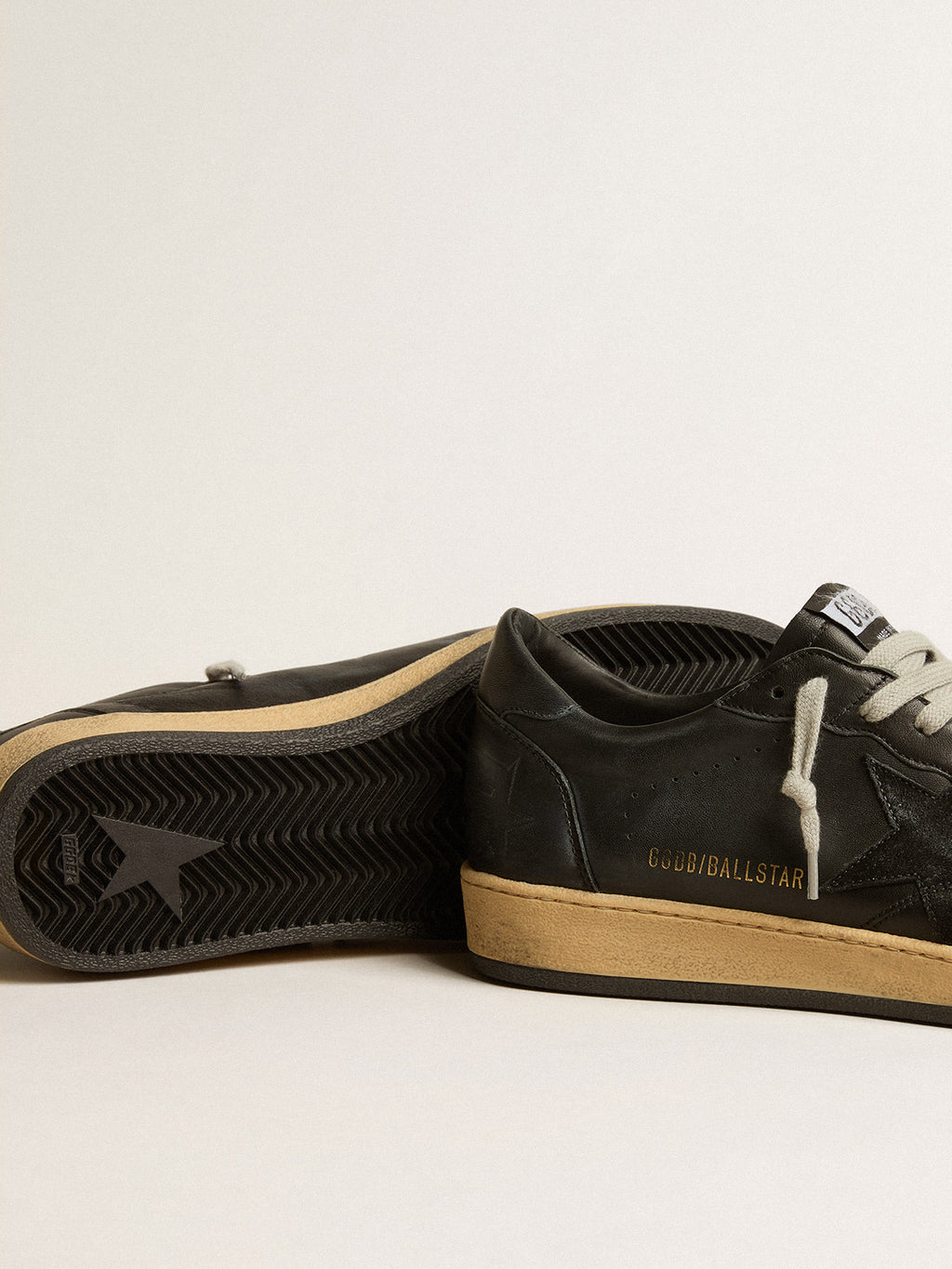 Ball Star in black nappa with suede star and black nappa heel tab| Golden Goose