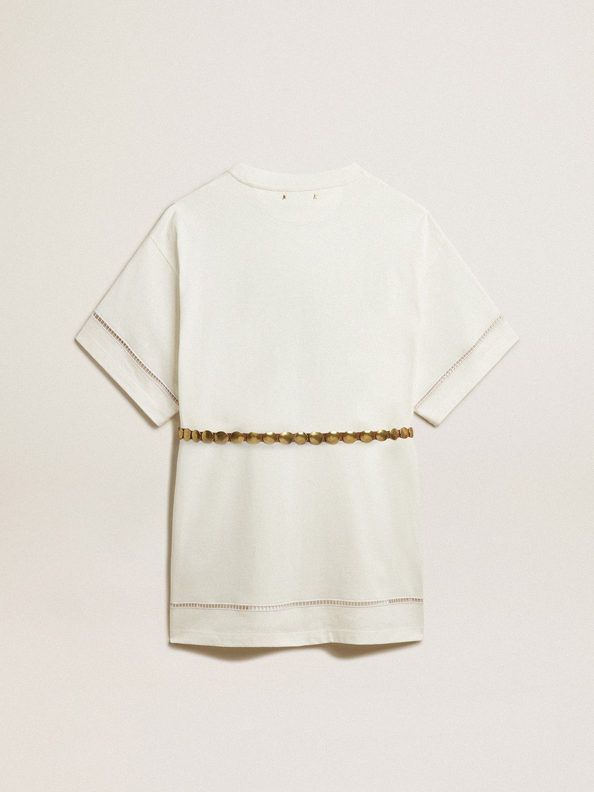 White cotton T-shirt dress with belt| Golden Goose