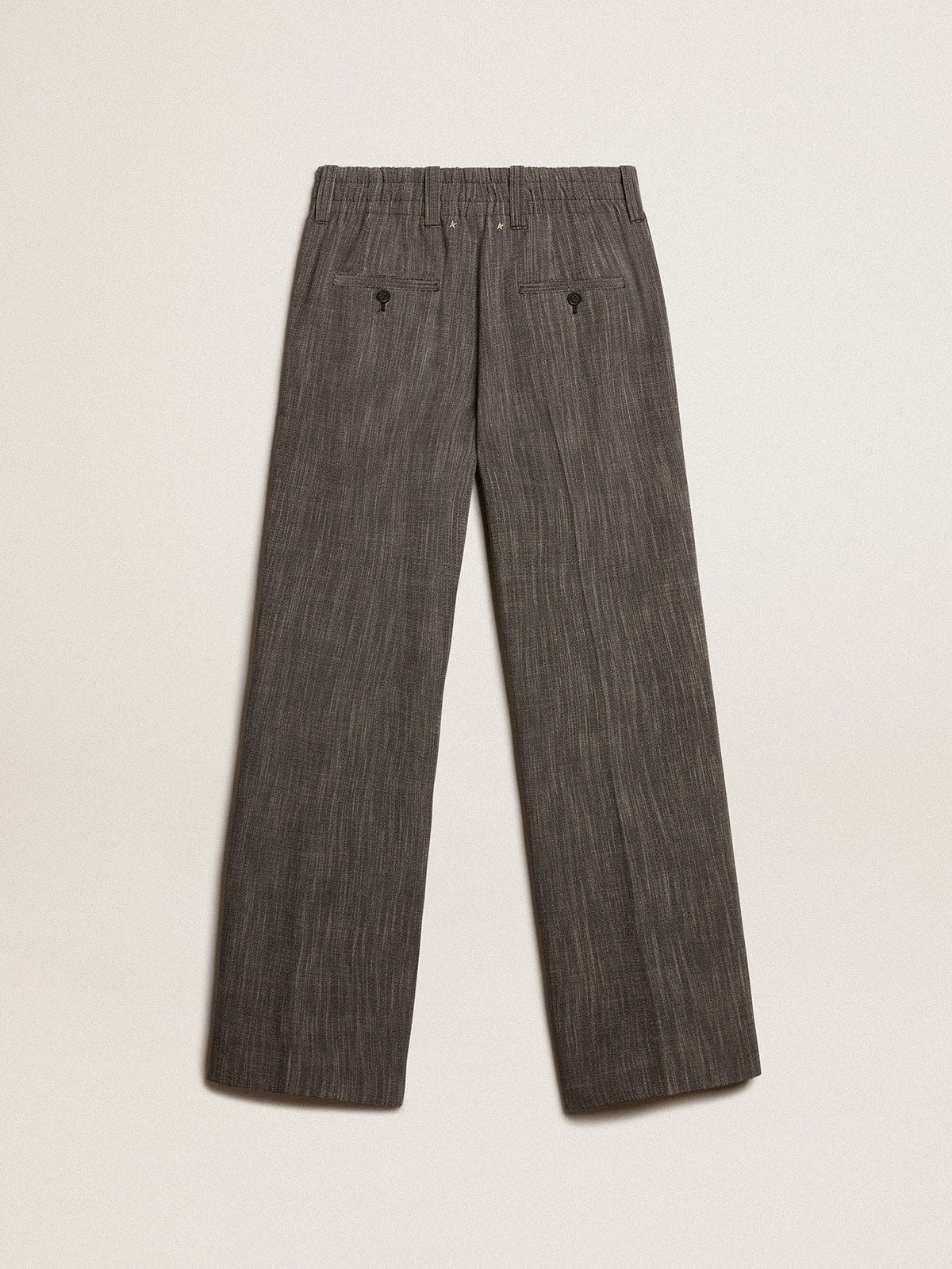 Women's high-waisted pants in gray melange wool blend| Golden Goose