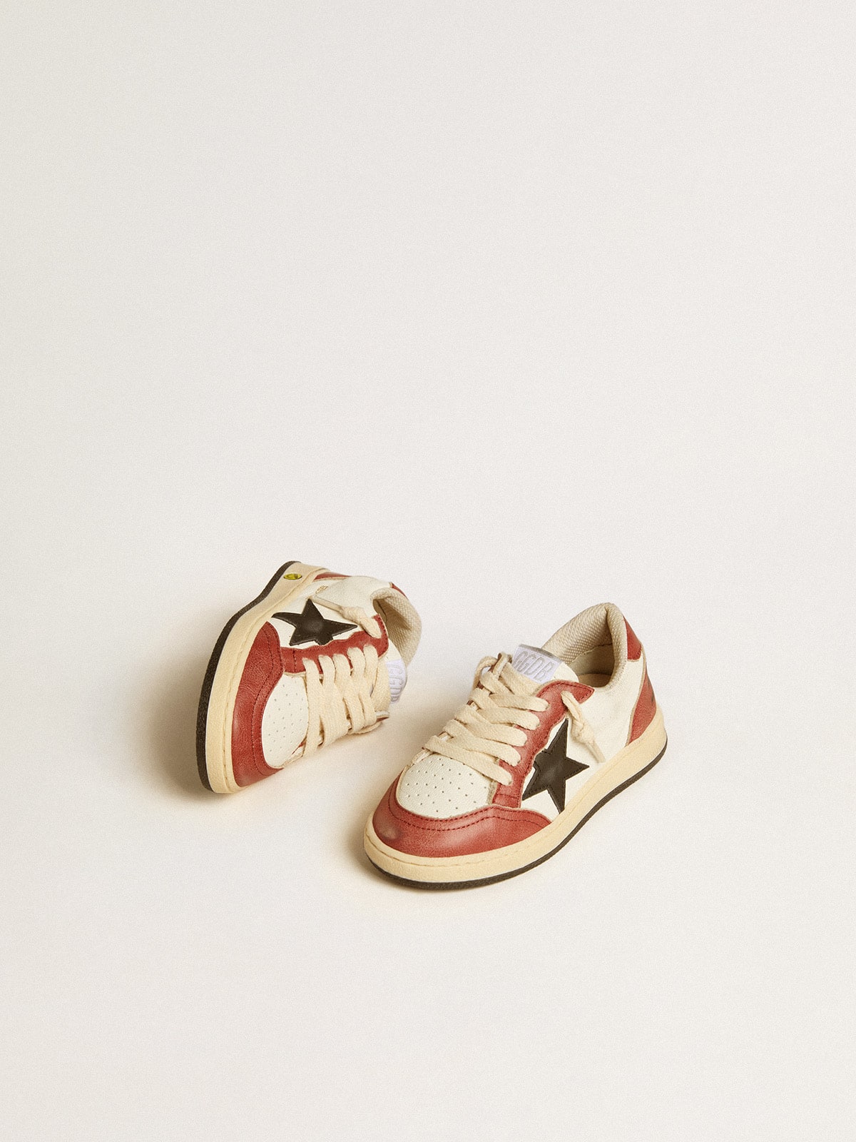 Ball Star Young in nappa with black star and red leather inserts| Golden Goose