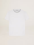 Women's white T-shirt with cabochon crystals| Golden Goose