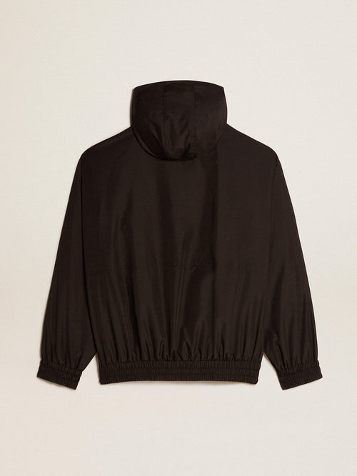 Black windbreaker with hood| Golden Goose