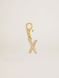 Letter X charm in gold-colored brass with crystals| Golden Goose