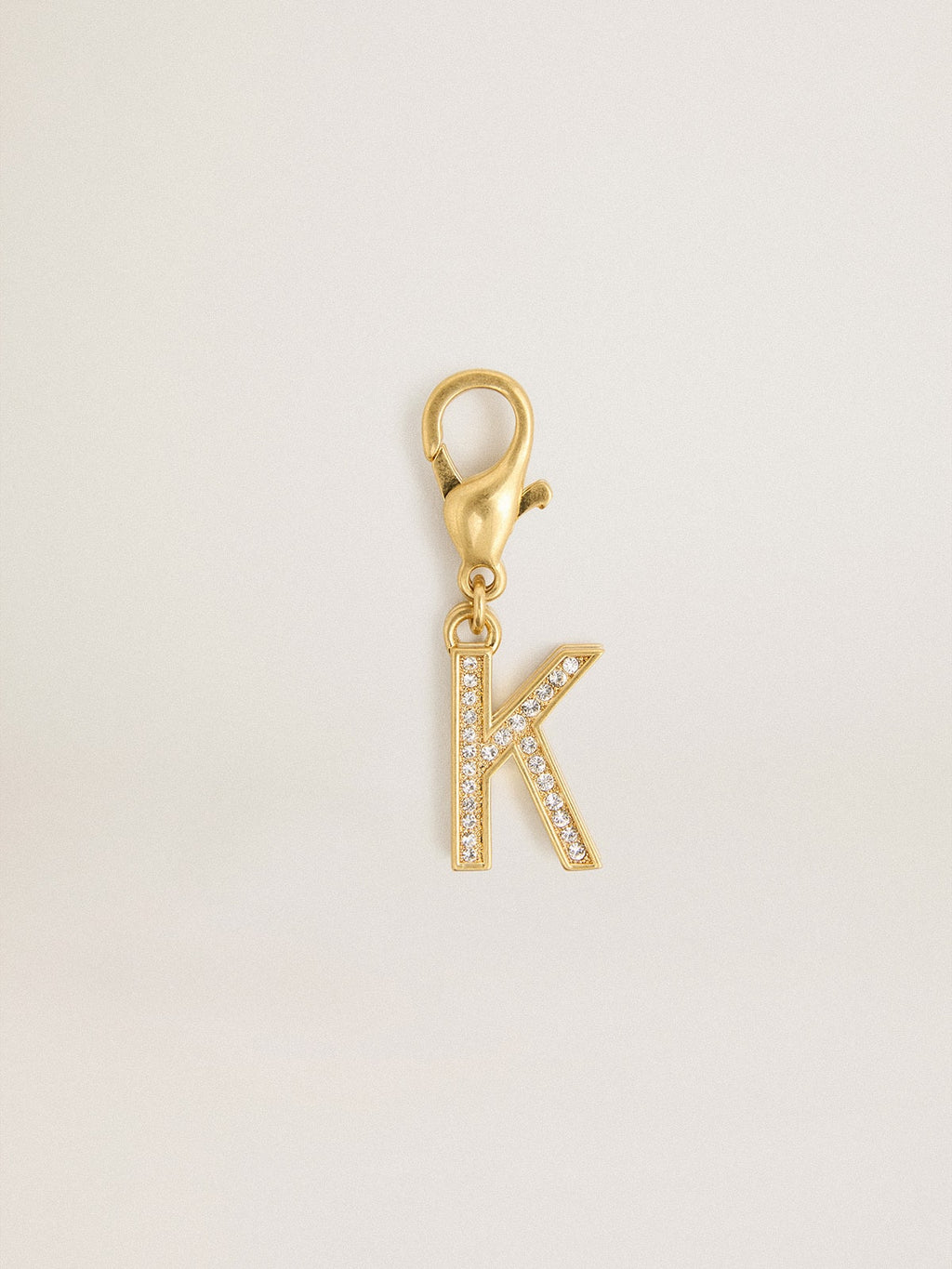 Letter K charm in gold-colored brass with crystals| Golden Goose