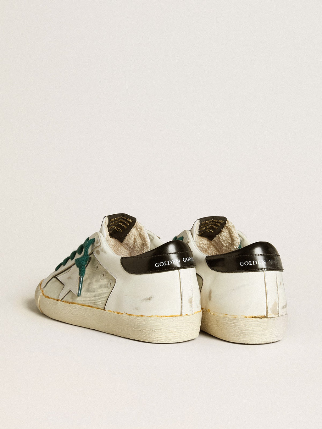 Women's Super-Star LAB in white leather with white star and black heel tab| Golden Goose