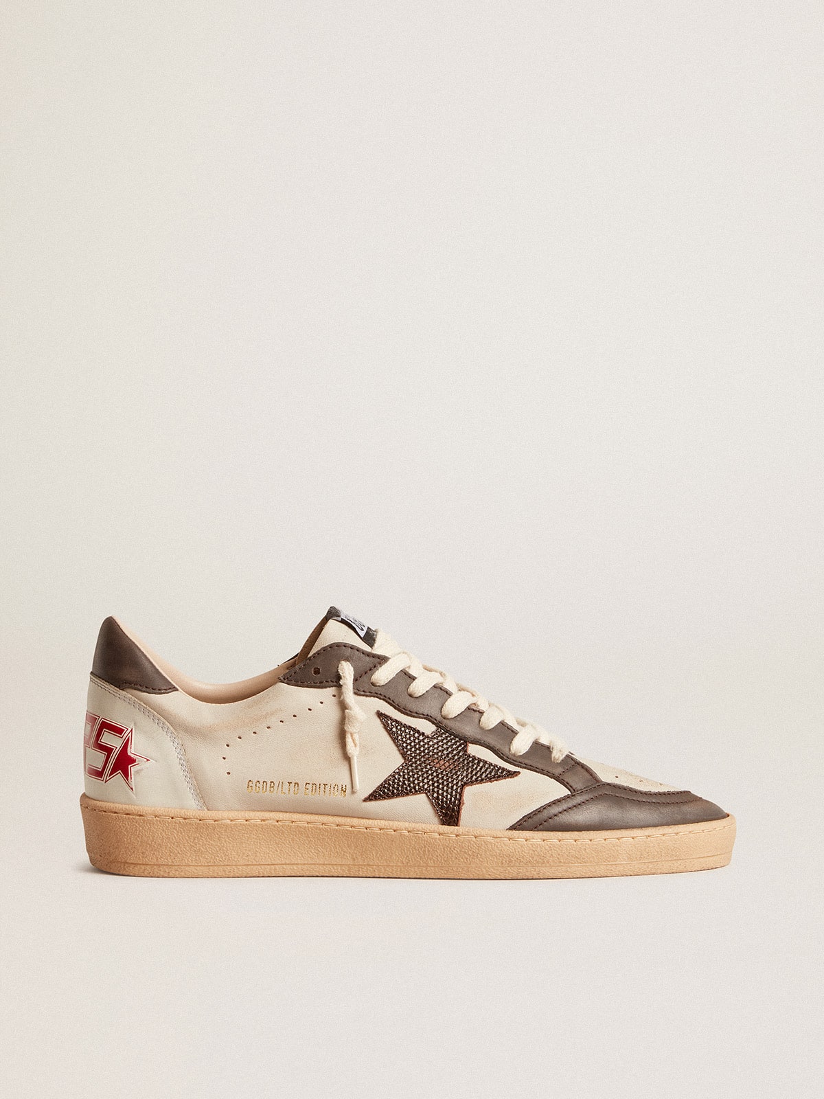 Men's Ball Star LTD in nappa with brown star and gray leather heel tab| Golden Goose