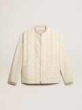 Ecru-colored cotton jacket with zip fastening