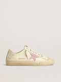 V-Star in beige nappa leather with old-rose suede star| Golden Goose