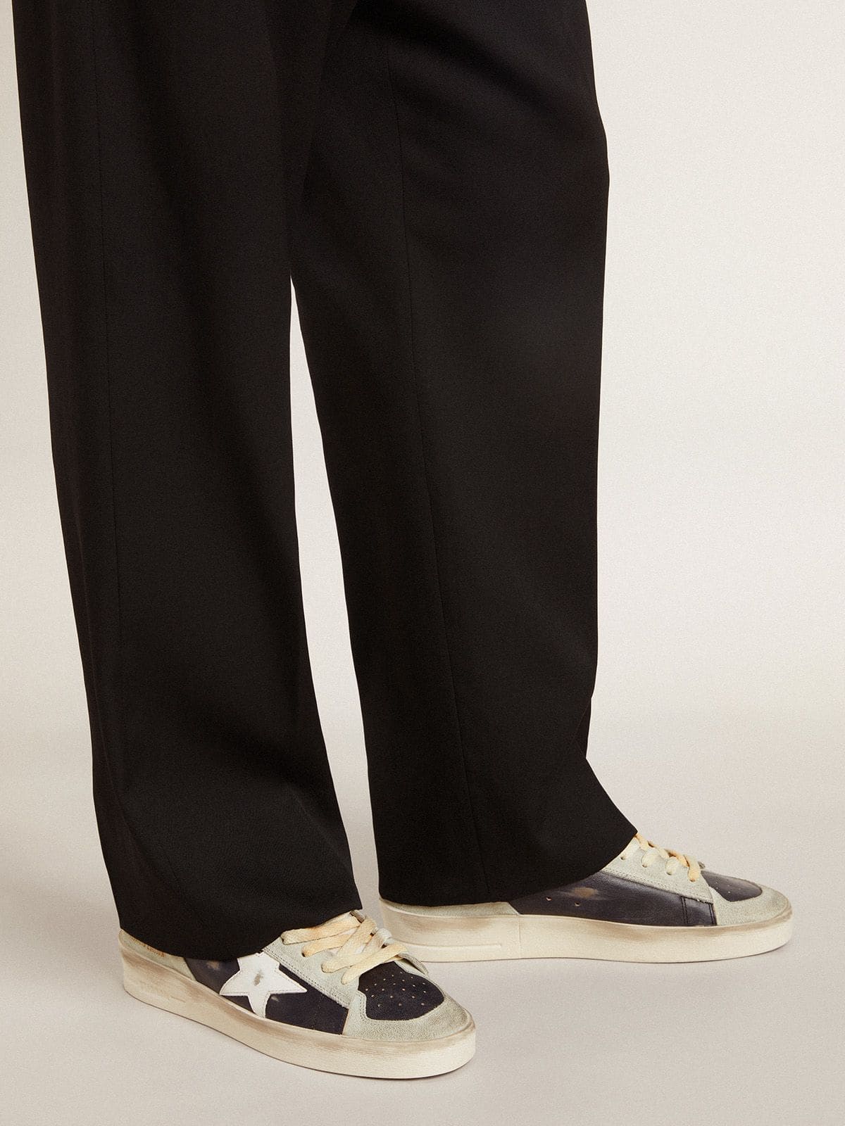 Stardan in suede and leather with leather star and metallic heel tab| Golden Goose