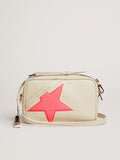 Off-white Star Bag in hammered leather, fuchsia Golden Goose star with iridescent glitter| Golden Goose
