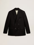 Men's black double-breasted blazer with button fastening| Golden Goose