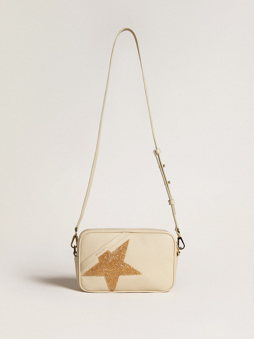 Star Bag in butter-colored hammered leather with Swarovski crystal star| Golden Goose