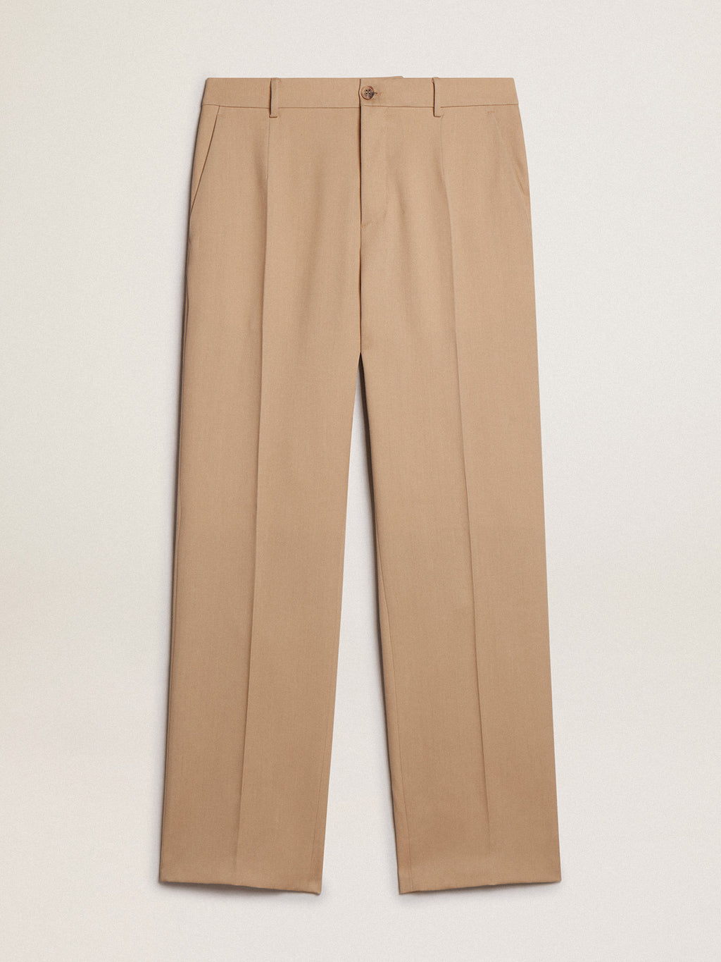 Men's wool gabardine pants in sand| Golden Goose