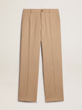 Men's wool gabardine pants in sand| Golden Goose