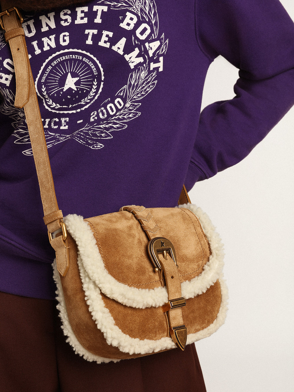Women's Rodeo Bag in suede with shearling details| Golden Goose