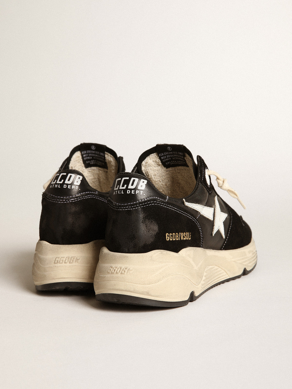 Men's Running Sole in black nappa leather and suede with a white star| Golden Goose