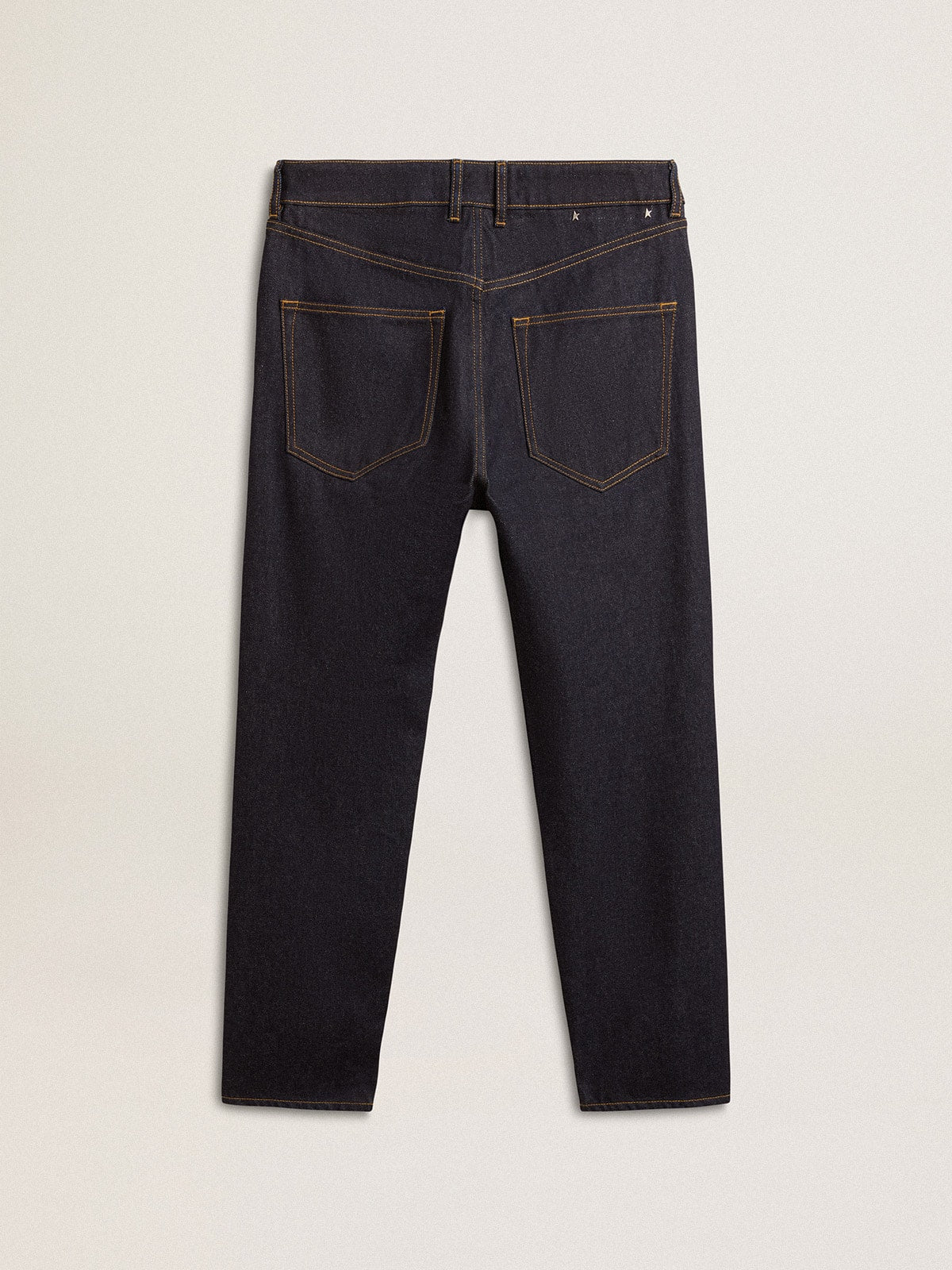 Men's dark blue jeans in one-wash denim