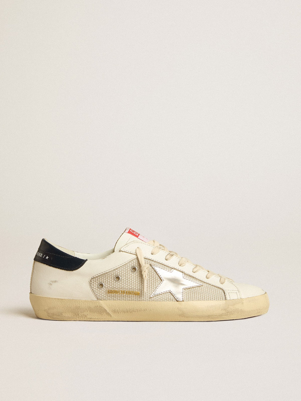Men's Super-Star LTD in mesh and leather with silver star and blue heel tab| Golden Goose