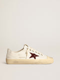 Women's V-Star in white nappa with red glitter star| Golden Goose