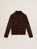 Golden Collection flight jacket in dark brown suede| Golden Goose
