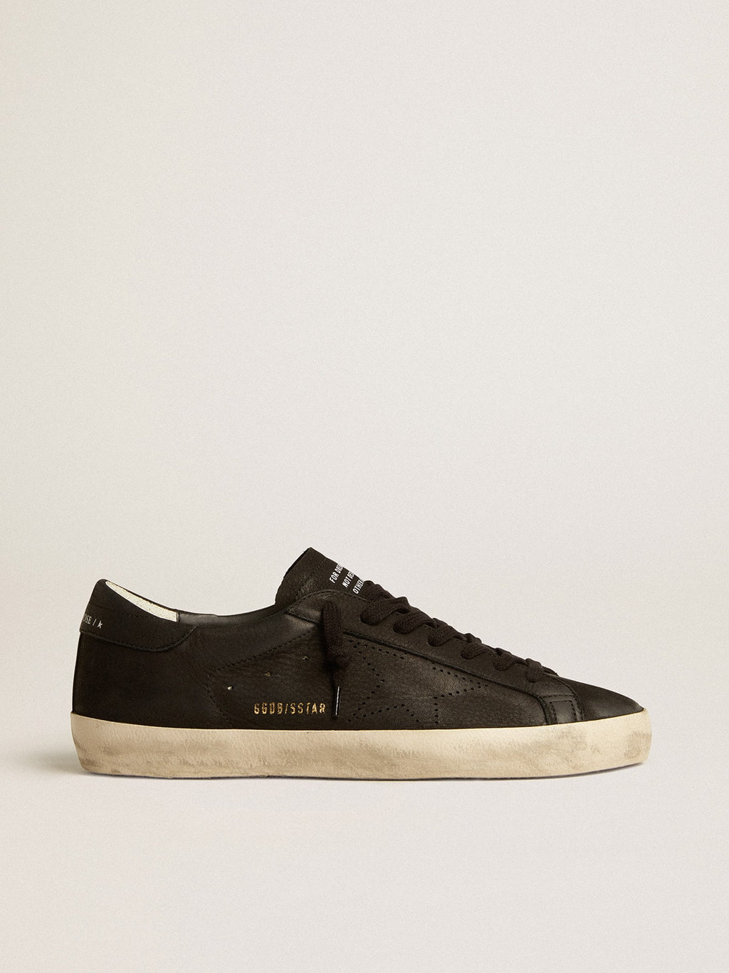 Men's Super-Star in black nubuck with perforated star and black nubuck heel tab| Golden Goose