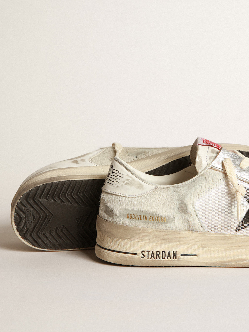 Stardan LAB sneakers in white pony skin and leather with black suede star| Golden Goose