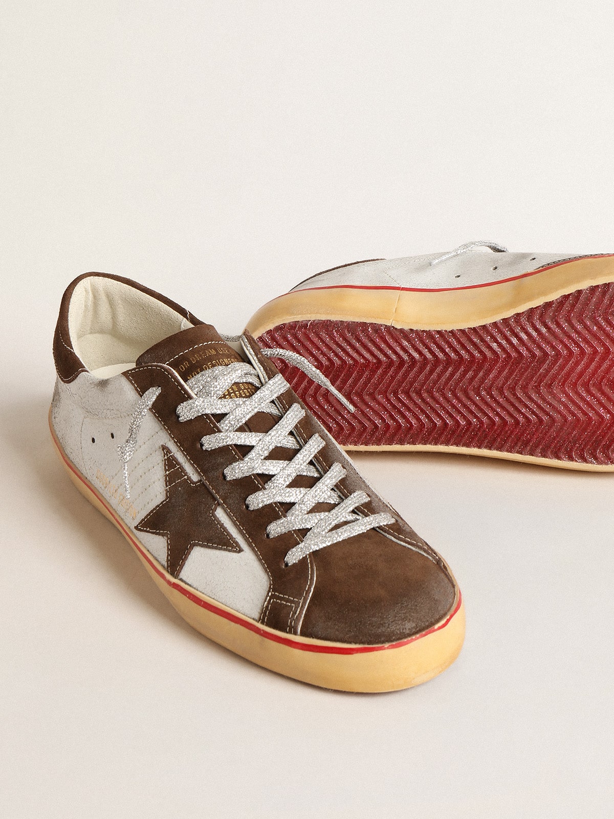 Super-Star LTD with brown suede star and heel tab| Golden Goose