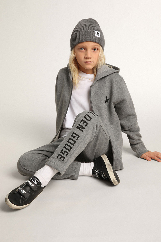 Gray joggers with printed logo| Golden Goose