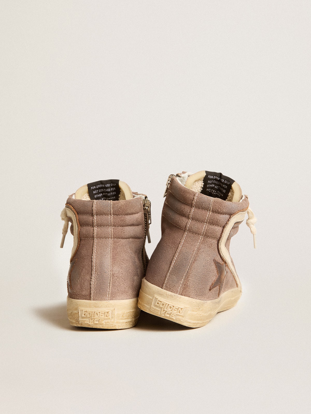 Women's Slide LTD in brown suede with leather star and flash| Golden Goose