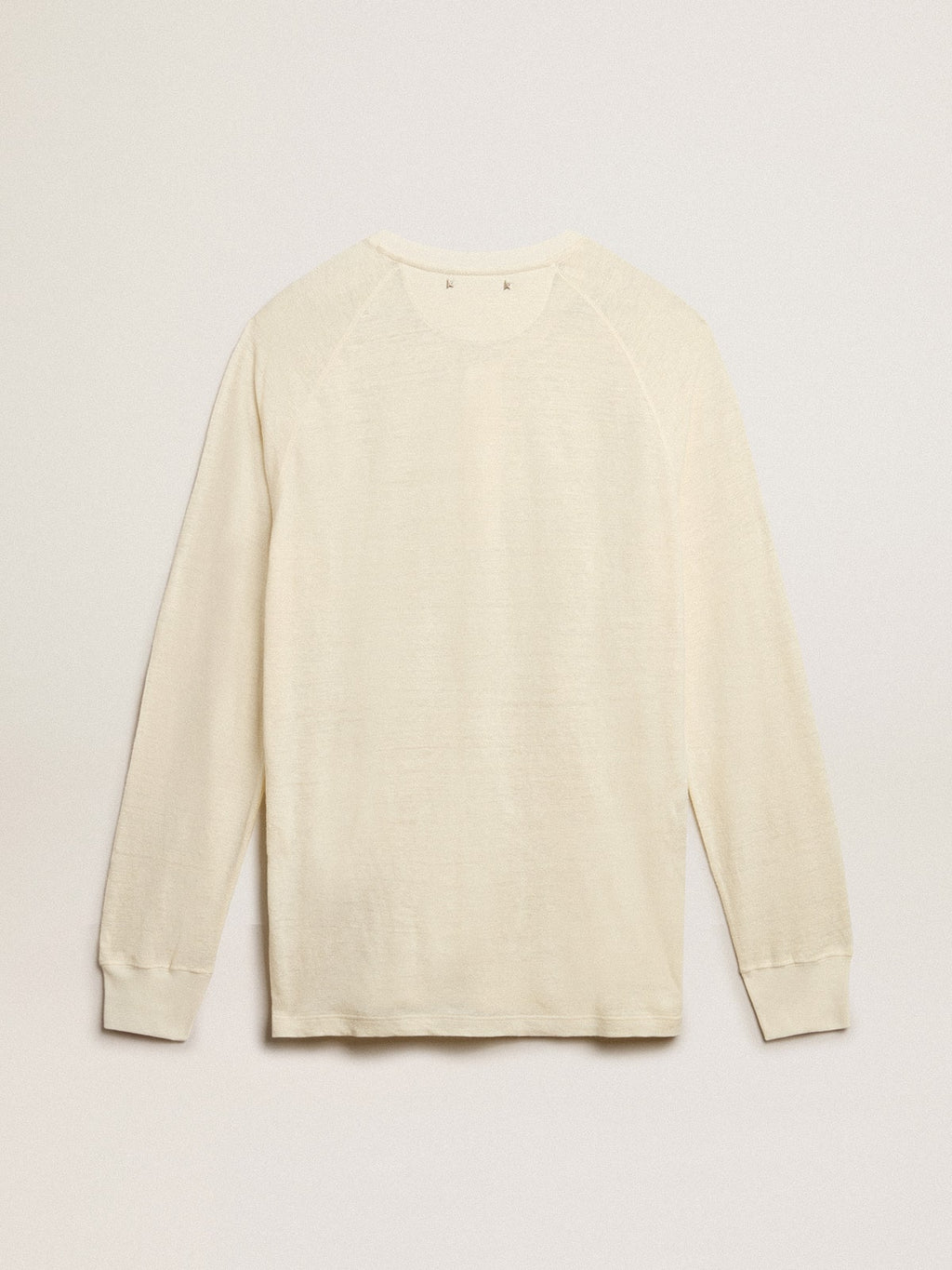 Men's long-sleeved T-shirt in panama-colored linen| Golden Goose