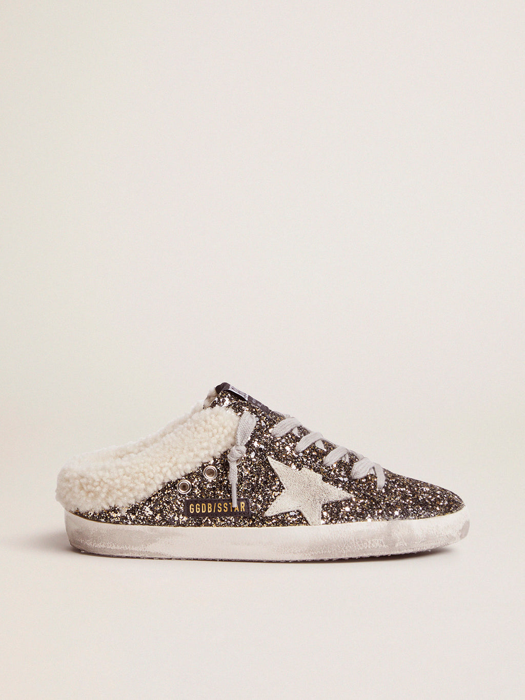 Women's Super-Star Sabot with glitter and shearling interior| Golden Goose