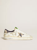 Men's Stardan LAB in white leather with a camouflage star and heel tab| Golden Goose