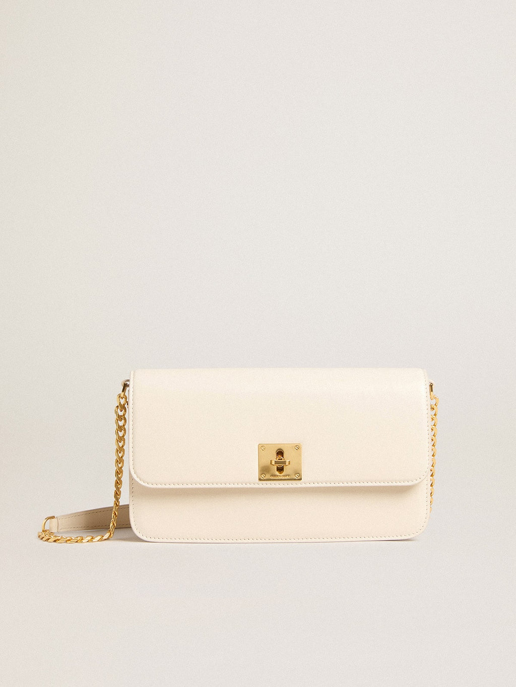 Gioia Bag in butter-colored boarded leather with gold details| Golden Goose