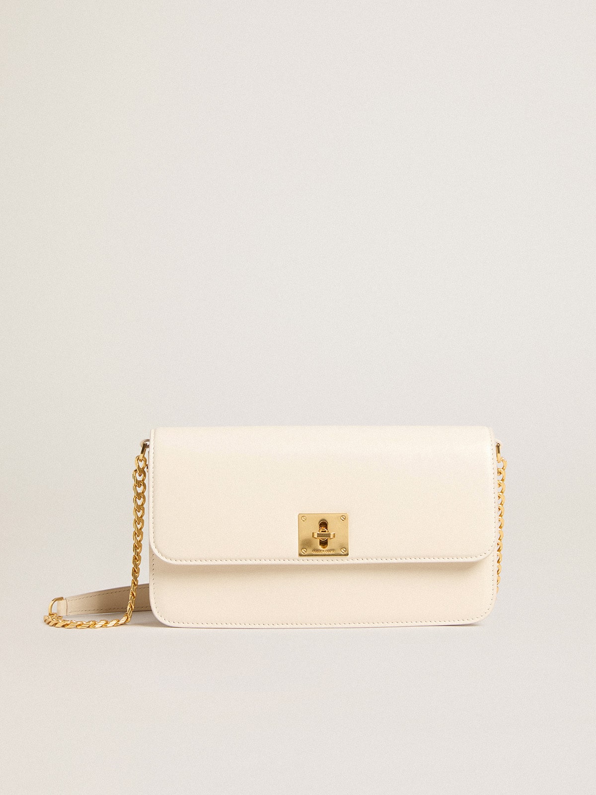 Gioia Bag in butter-colored boarded leather with gold details| Golden Goose