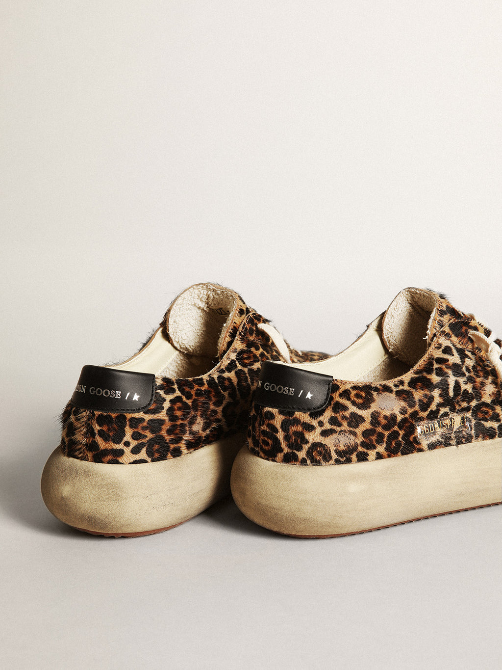 Men's Space-Star in leopard print pony skin with black star and heel| Golden Goose