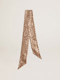 Ribbon in dove-gray silk twill with paisley pattern| Golden Goose
