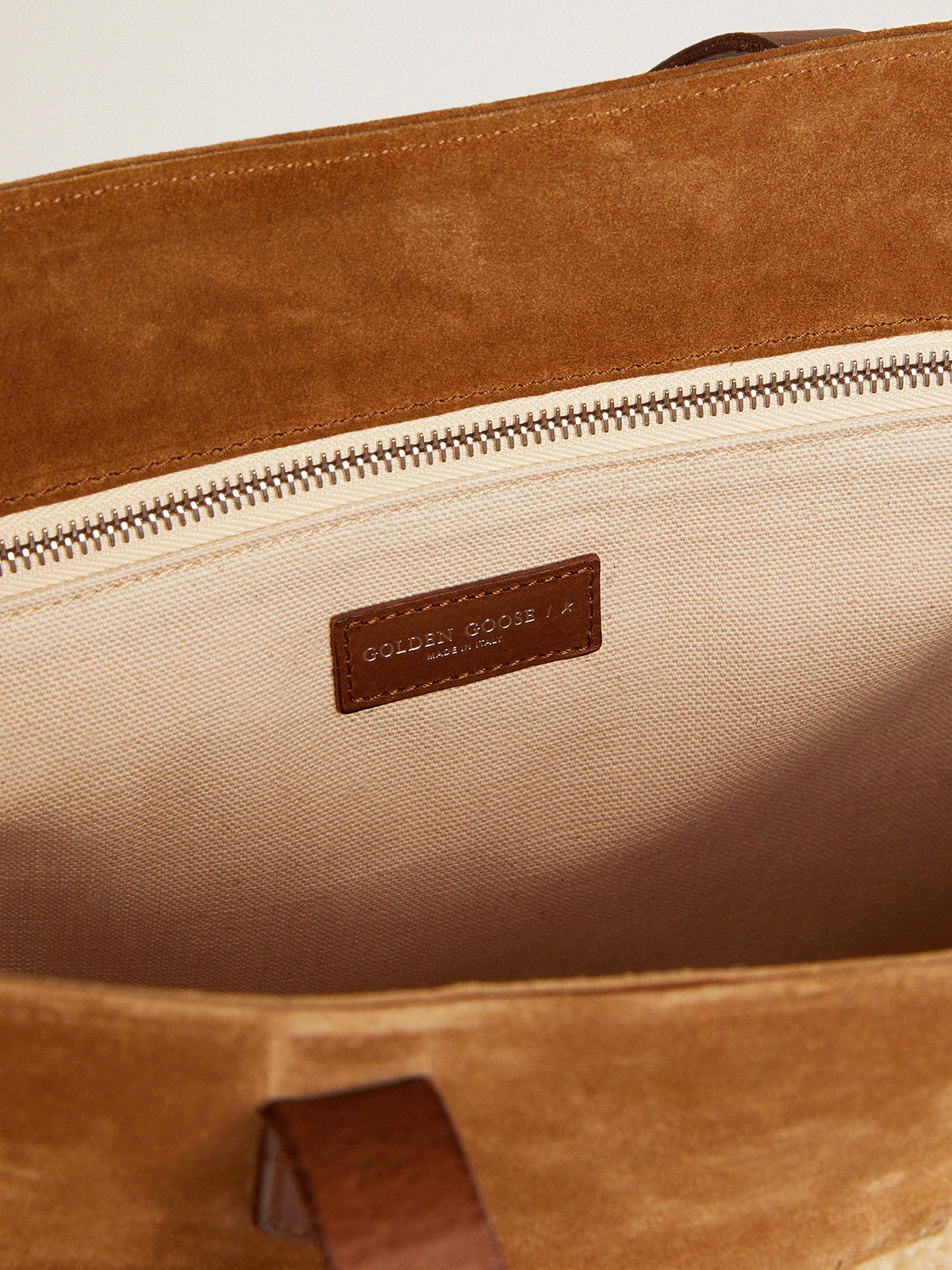 North-South California Bag in suede leather with shearling| Golden Goose