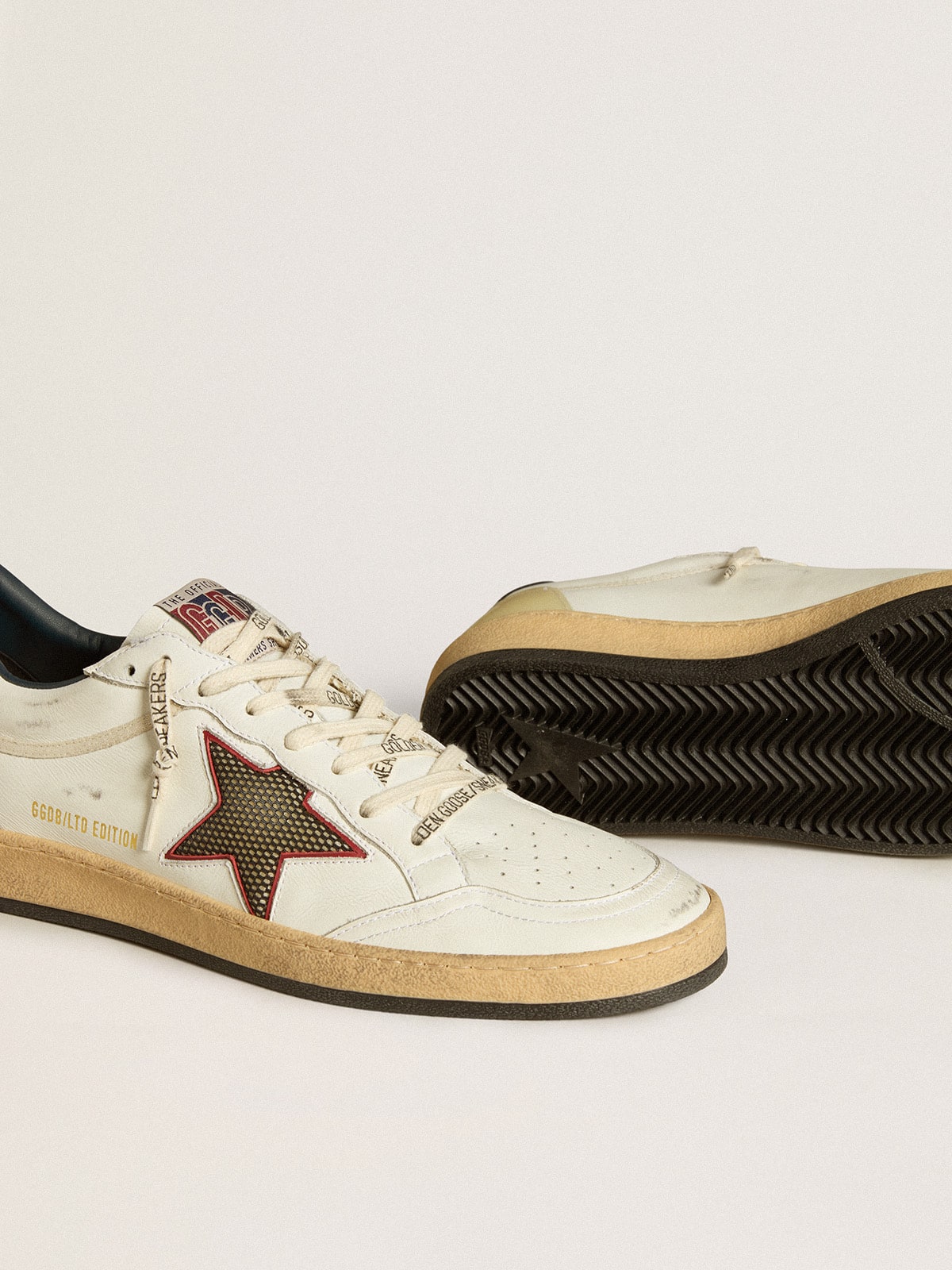 Men's Ball Star LTD with mesh star and midnight blue leather heel tab| Golden Goose