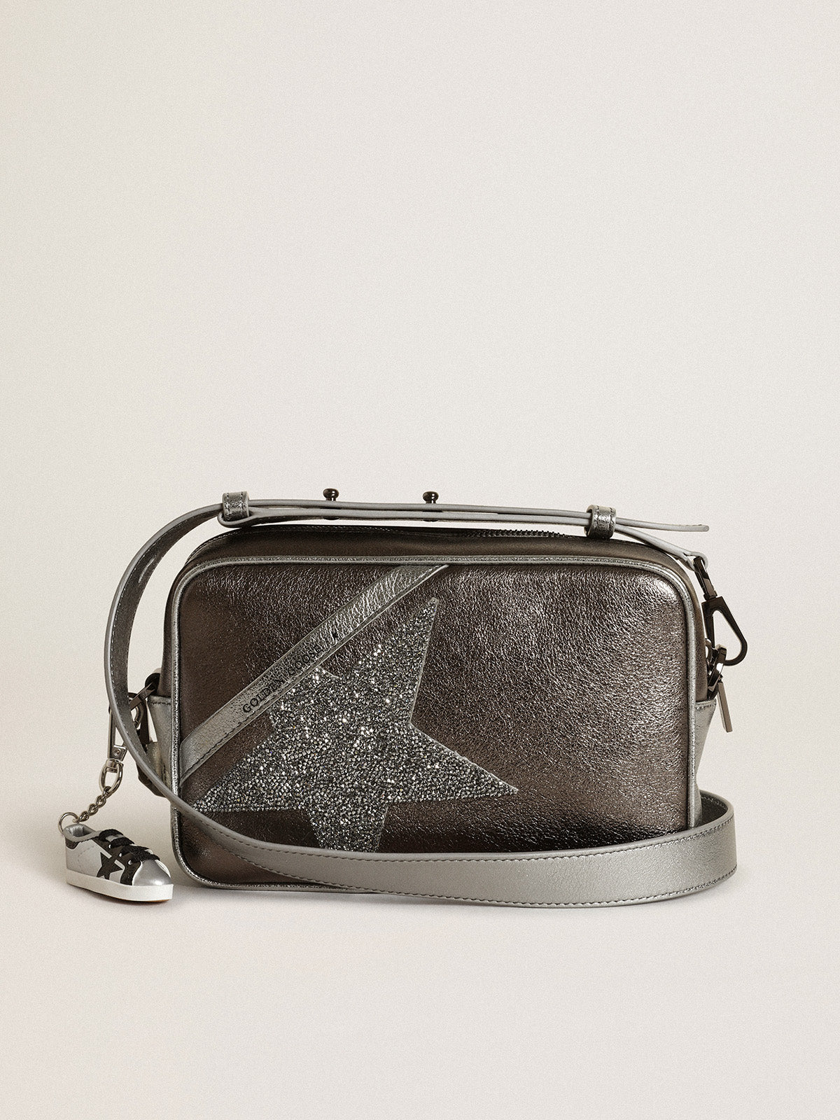 Women's Star Bag in silver leather with Swarovski crystal star| Golden Goose