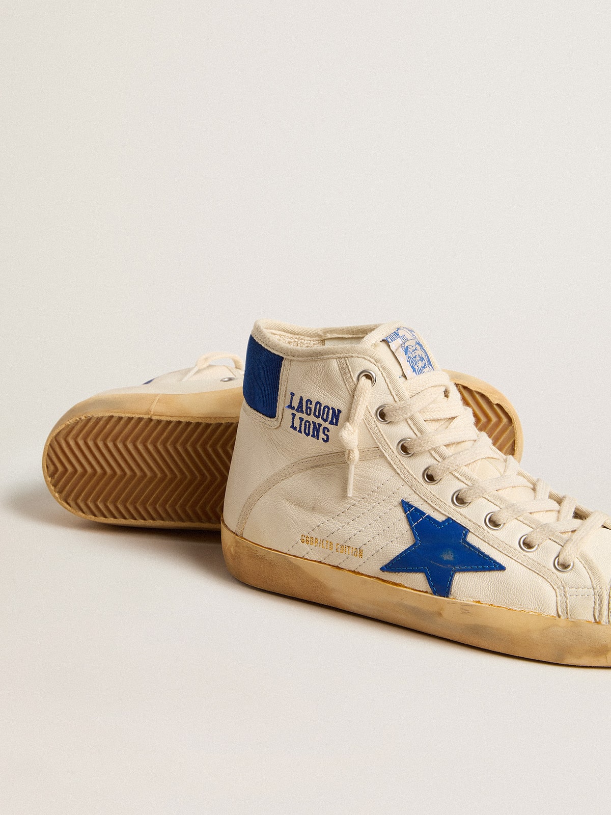 Men's Francy Penstar LAB in nappa with blue star and nylon heel tab| Golden Goose
