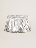 Women's running shorts in silver fabric| Golden Goose