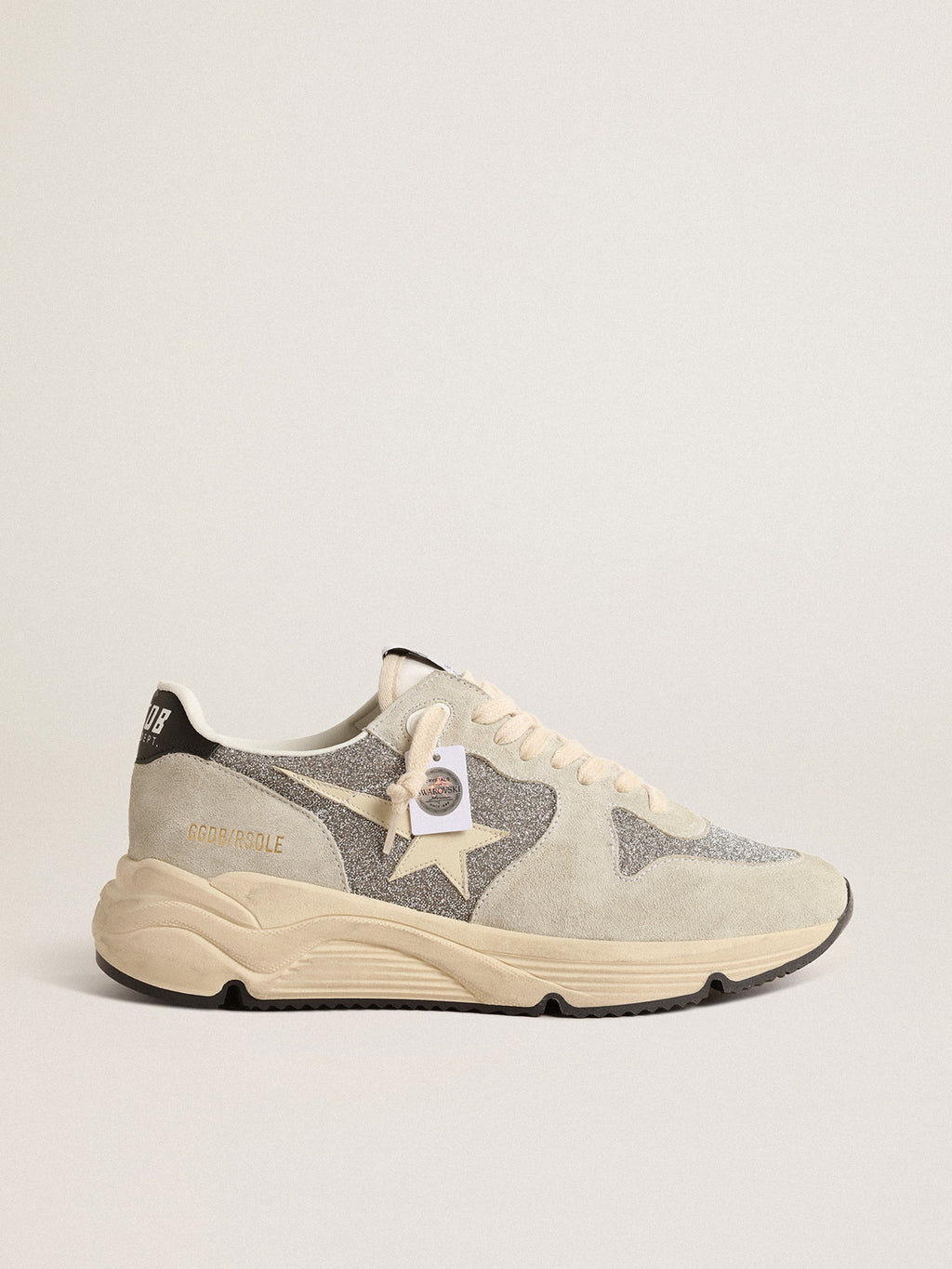 Running Sole in Swarovski crystals and suede with ivory star| Golden Goose