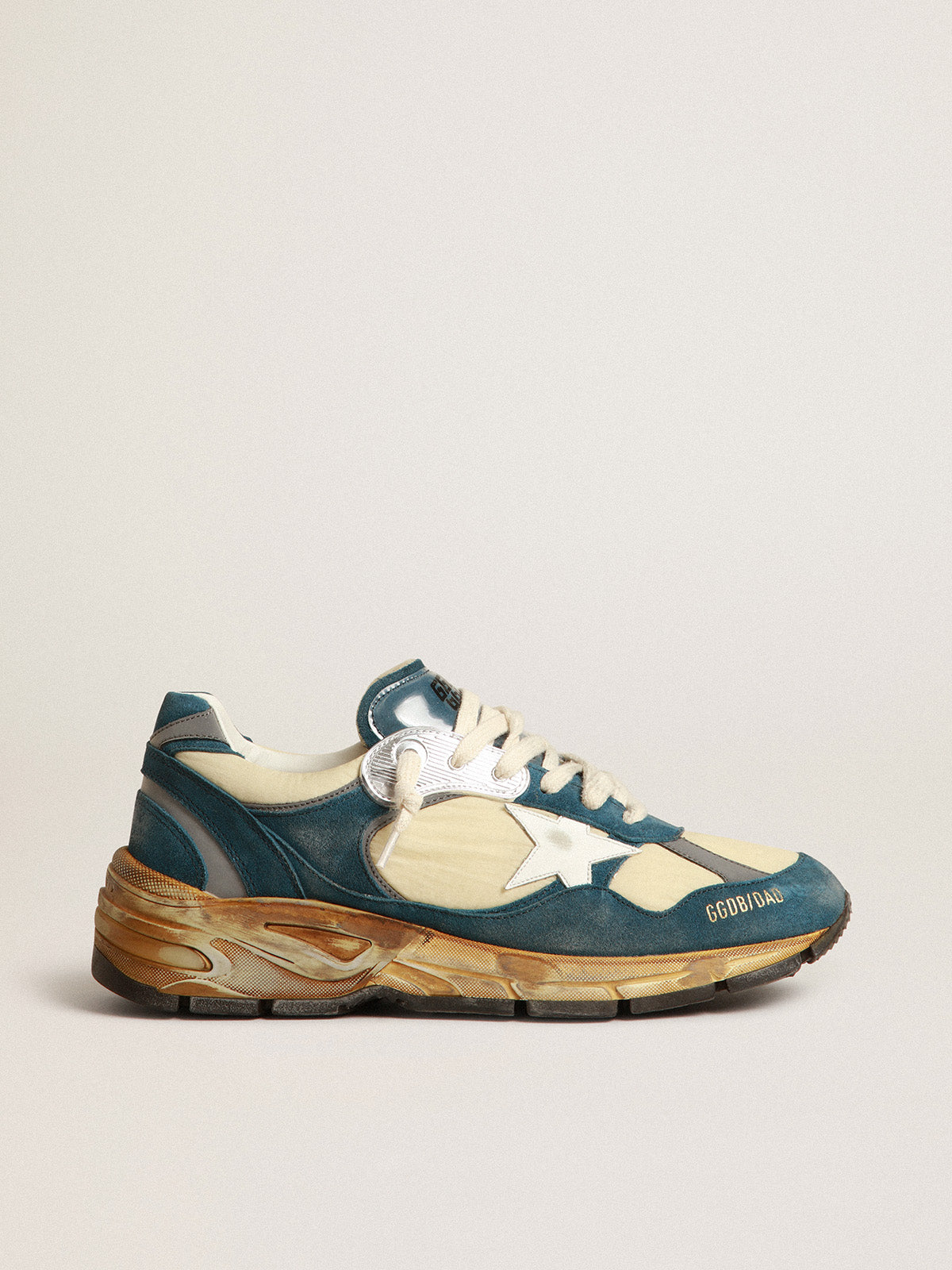 Women's Dad-Star in petrol-blue suede with white leather star| Golden Goose